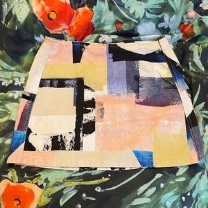BDG Printed Denim Mini Skirt